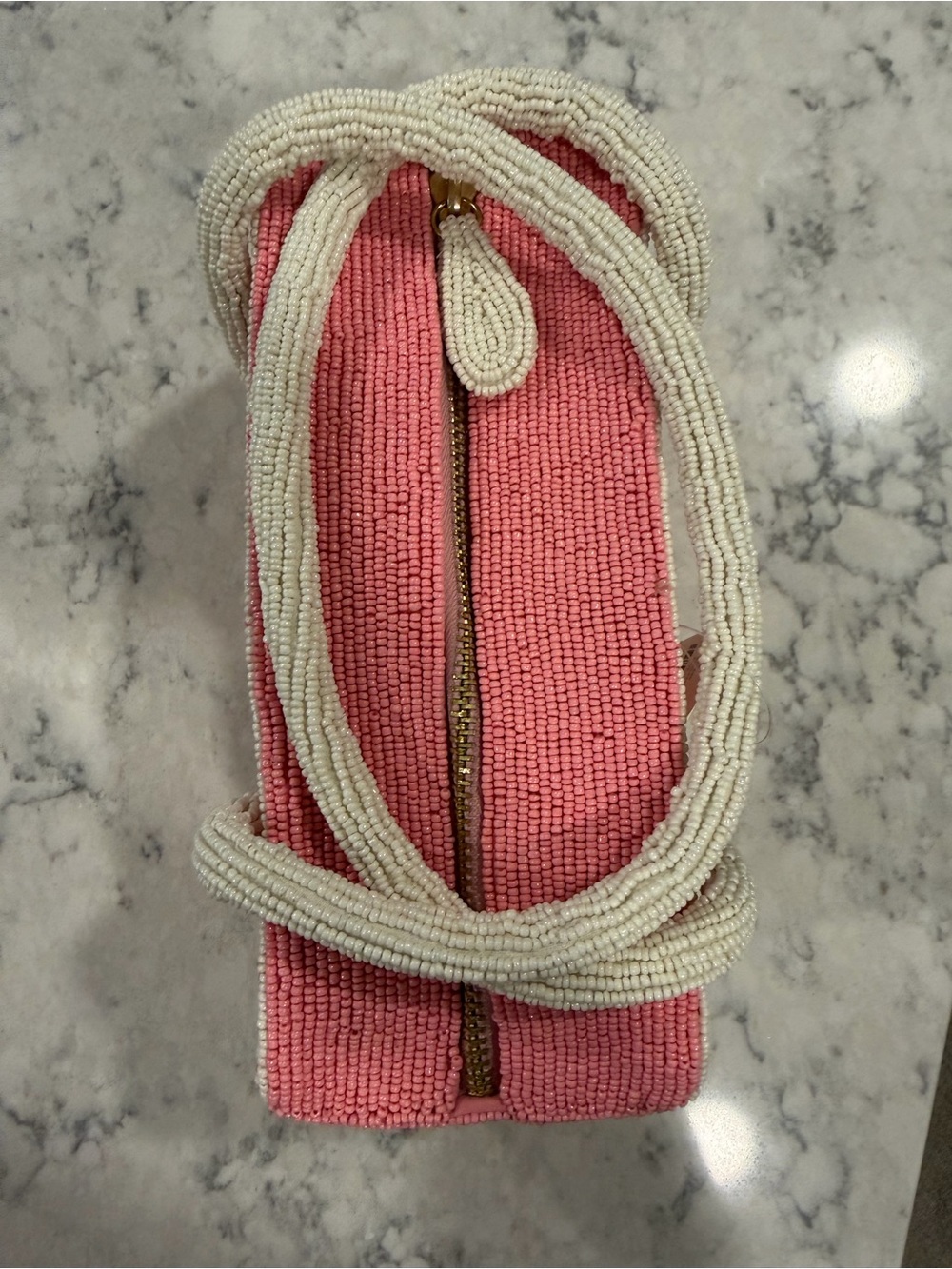 Anthropologie Pink and Cream Striped Rope-Handle Shoulder Bag - Picture 5 of 8